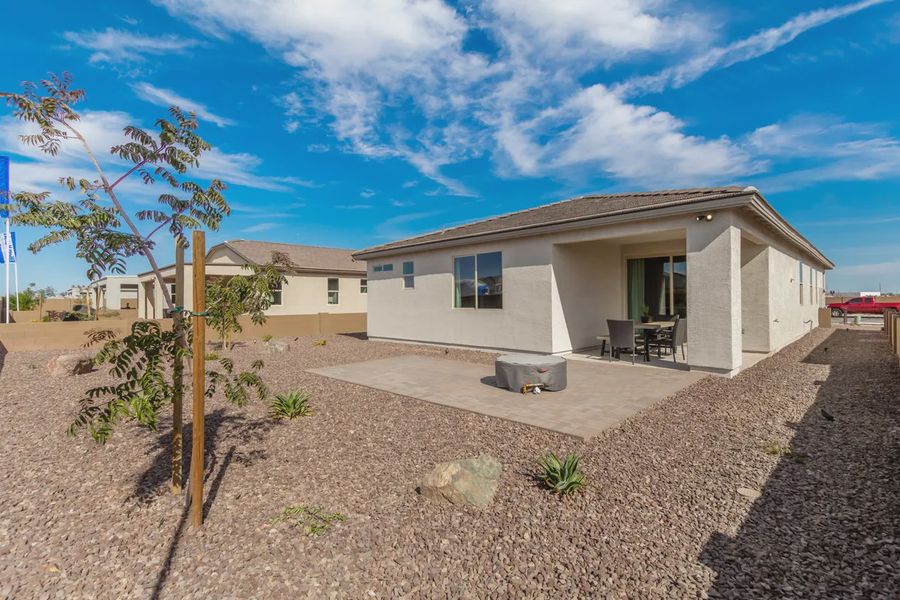 Exterior details and patio area of a home in Camilo at Santana, Yuma (Image 22).