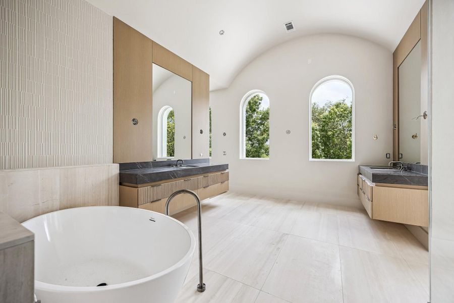 Primary Bathroom with Floating Cabinets and more.... Construction as of June 1st, 2026.