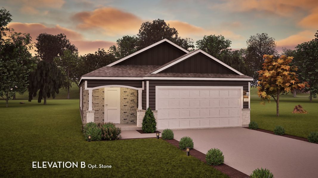 Representative exterior photo of a completed home built from the Oak by CastleRock Communities in The Canopies, Splendora, TX (Image 2).