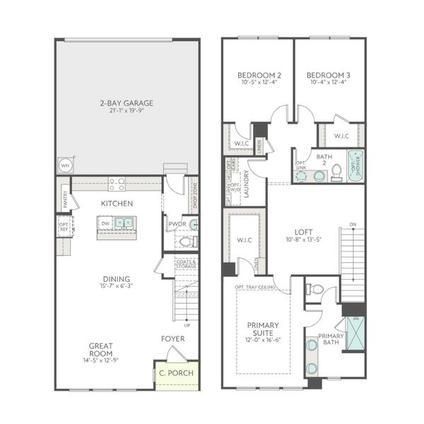 2D floor plan layout for the Anne by Tri Pointe Homes in Grahym at Southbridge, Fort Mill, SC (Image 3).
