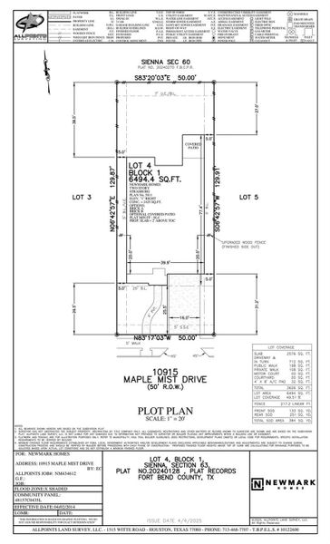 2D floor plan layout of this home in Sienna 45', 50', Missouri City, TX (Image 6).