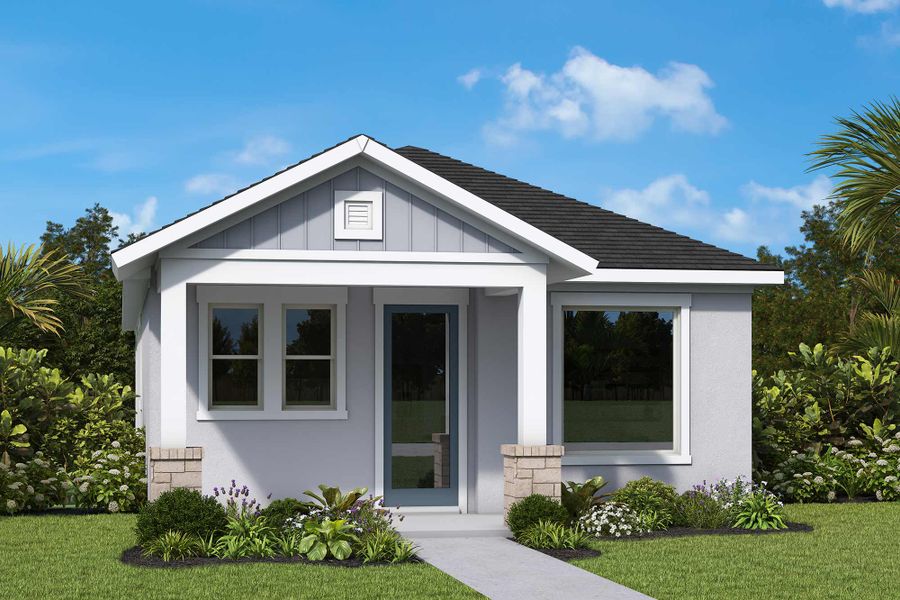 Representative exterior photo of a completed home built from the The Bluefish by David Weekley Homes in Laureate Park at Lake Nona - Garden Series, Orlando, FL (Image 2). Representative exterior photo of a completed home built from the The Bluefish by David Weekley Homes in Laureate Park at Lake Nona - Garden Series, Orlando, FL (Image 2).