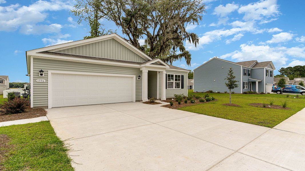 Representative exterior photo of a completed home built from the Aria by D.R. Horton in The Bluffs at Mill Creek, Florence, SC (Image 26).
