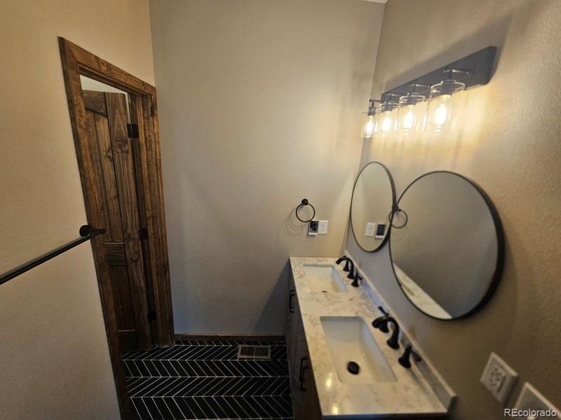 Primary Suite Bathroom Double Sink Vanities.