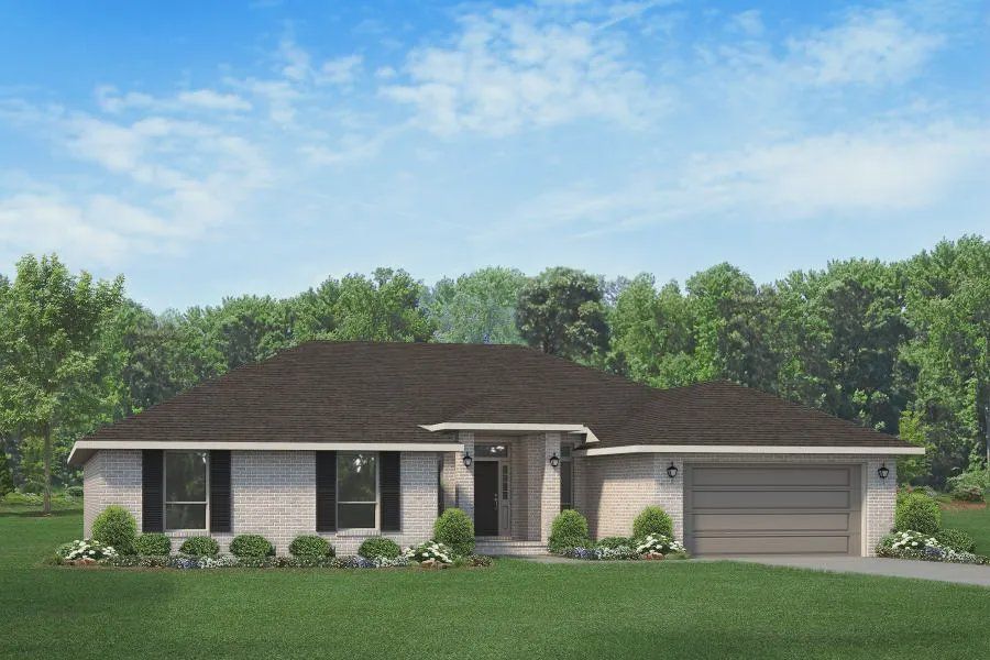 Representative exterior photo of a completed home built from the Plan 2948 by Adams Homes in Pecan Valley, Cantonment, FL (Image 2). Representative exterior photo of a completed home built from the Plan 2948 by Adams Homes in Pecan Valley, Cantonment, FL (Image 2).