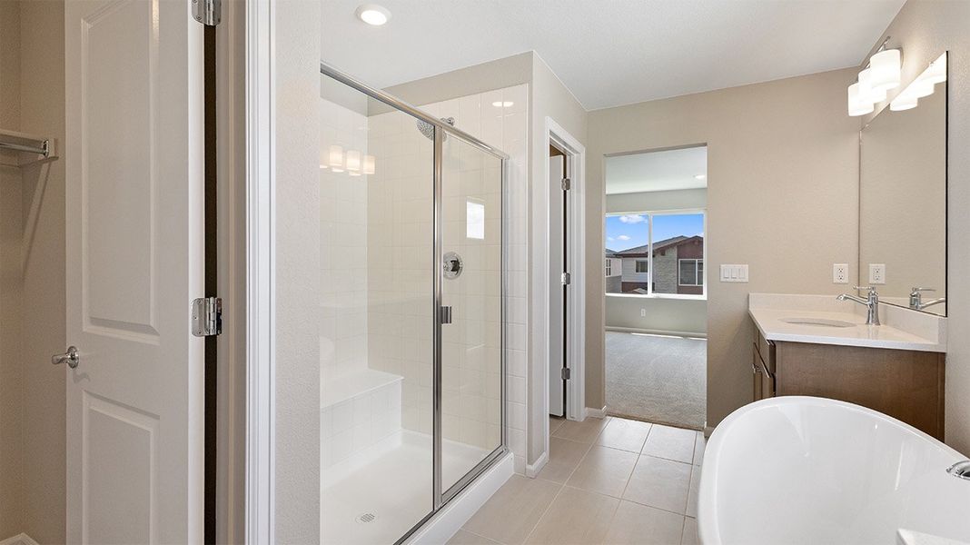 Furnished interior view inside a new home in Woodrose at Painted Prairie, Aurora (Image 5).