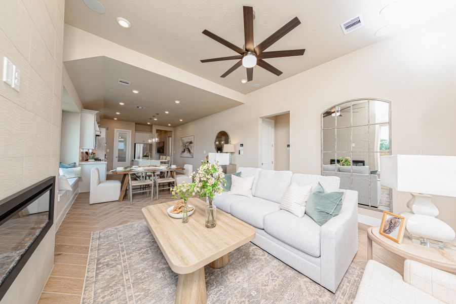 Representative furnished interior of a home built from the Cambridge by Beazer Homes in Ellwood: Signature Collection, Iowa Colony (Image 10). Representative furnished interior of a home built from the Cambridge by Beazer Homes in Ellwood: Signature Collection, Iowa Colony (Image 10).