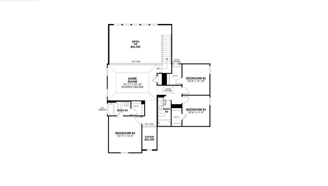 2D floor plan layout for the Whitley by M/I Homes in Hallimore Ranch, Rosenberg, TX (Image 3).