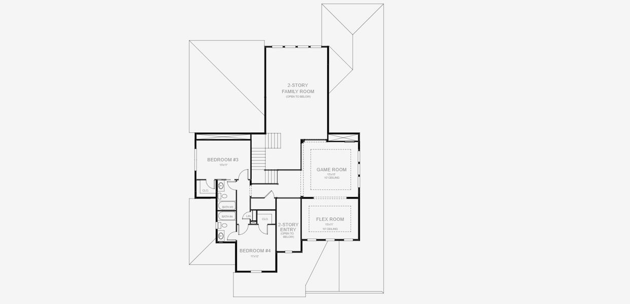 2D floor plan layout for the 3638J by Perry Homes in Hyland Trail, Green Cove Springs, FL (Image 4).
