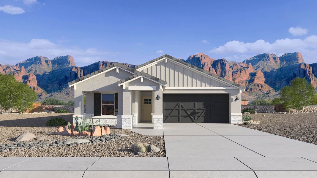 Representative exterior photo of a completed home built from the Plan by D.R. Horton in The Ridge at Stone Butte, Phoenix, AZ (Image 22).