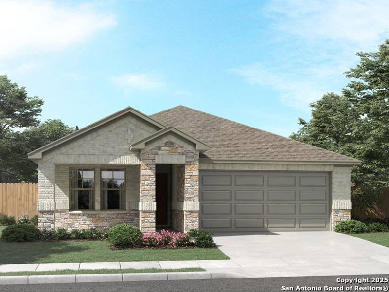 Front exterior of a new home in Scenic Crest - Premier Series, Boerne, TX, highlighting curb appeal (Image 22). Front exterior of a new home in Scenic Crest - Premier Series, Boerne, TX, highlighting curb appeal (Image 22).