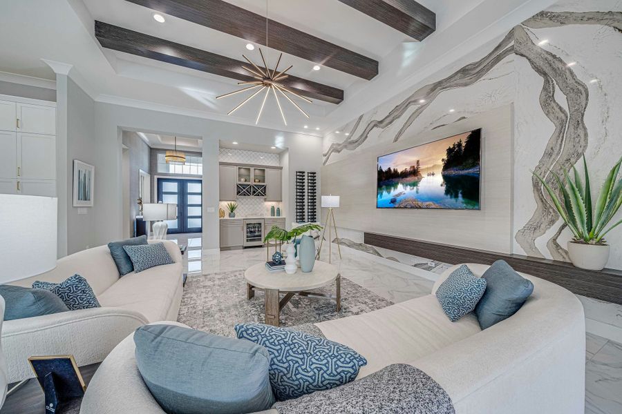 2D floor plan layout for the Sand Dollar Grande by GHO Homes in The Strand, Indian River Shores, FL (Image 120).