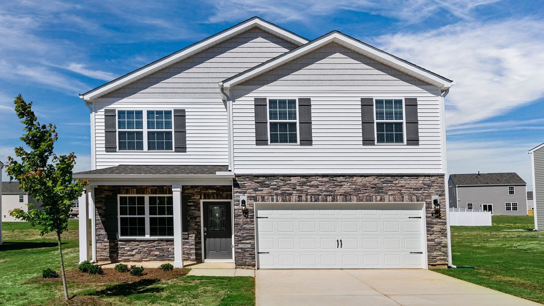 Representative exterior photo of a completed home built from the BELHAVEN by D.R. Horton in Collinswood, Aberdeen, NC (Image 13). Representative exterior photo of a completed home built from the BELHAVEN by D.R. Horton in Collinswood, Aberdeen, NC (Image 13).