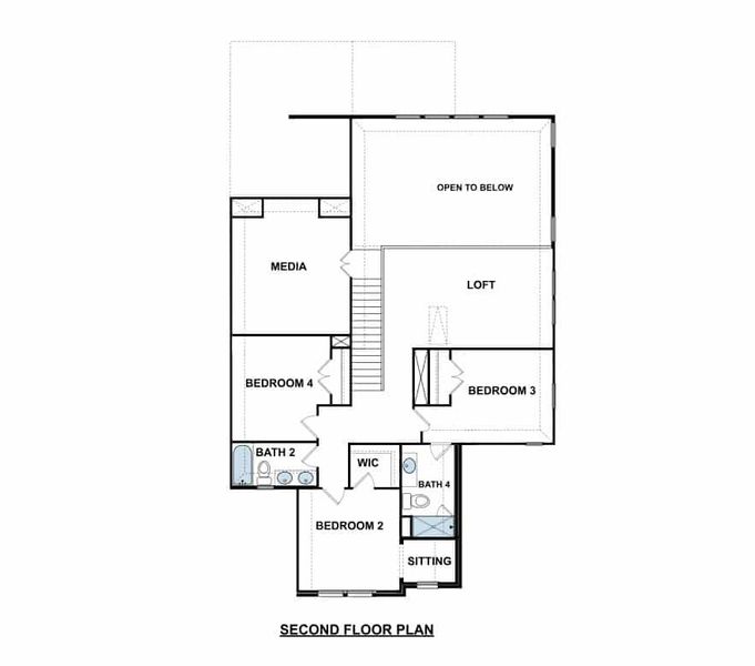 2D floor plan layout of this home in Santa Rita Ranch, Liberty Hill, TX (Image 3).