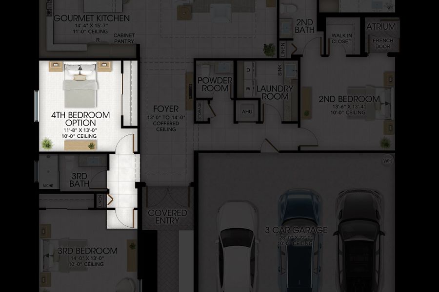 2D floor plan layout for the Jade by GL Homes in Valencia Del Mar, Boynton Beach, FL (Image 6).