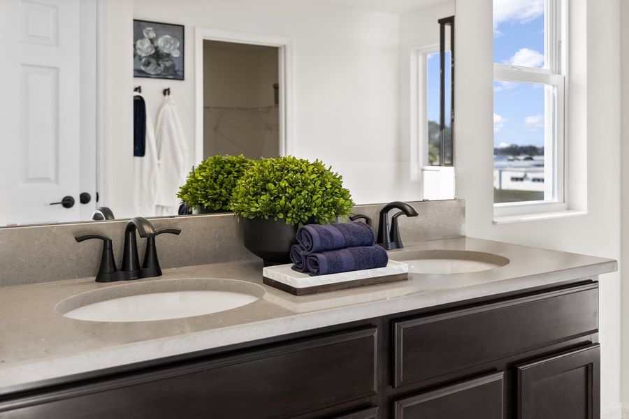Dual-sink vanity at primary bath Dual-sink vanity at primary bath