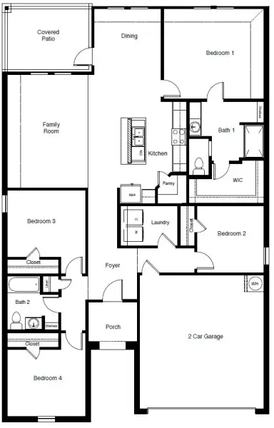 2D floor plan layout of this home in Rosewood at Beltmill, Fort Worth, TX (Image 4).