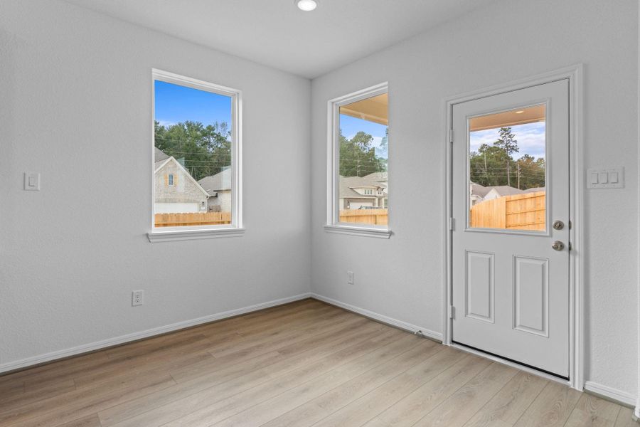 With an abundance of natural light streaming through the windows, the breakfast nook is bathed in a sunny glow, creating the perfect atmosphere to enjoy your morning coffee or a family breakfast. With an abundance of natural light streaming through the windows, the breakfast nook is bathed in a sunny glow, creating the perfect atmosphere to enjoy your morning coffee or a family breakfast.