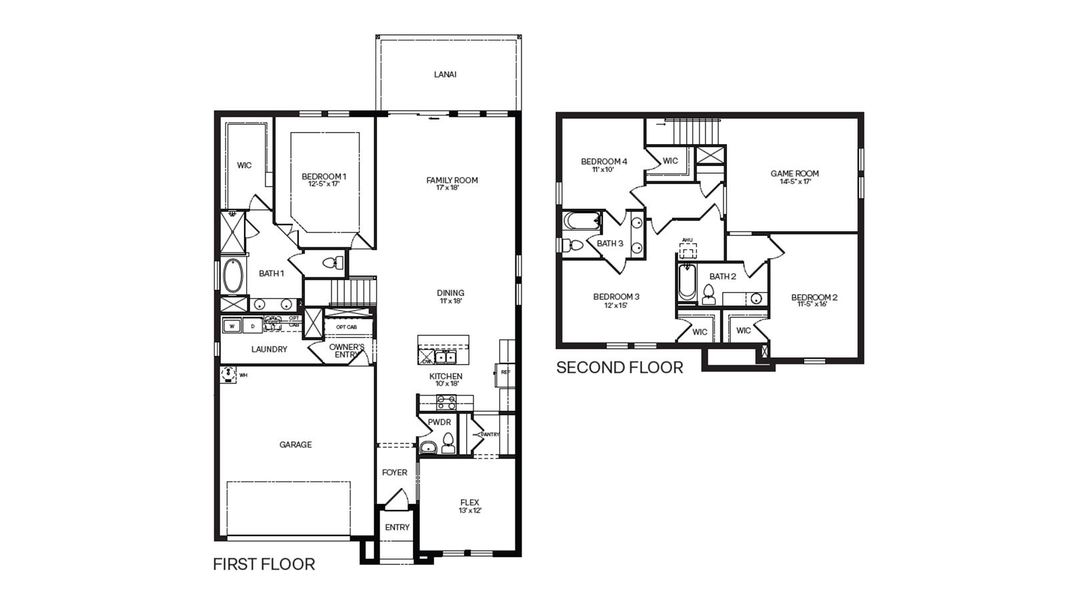 2D floor plan layout for the PORTLAND- WITH STONE by D.R. Horton in Summerlin at Hawthorne Ranch, Lakeland, FL (Image 3).