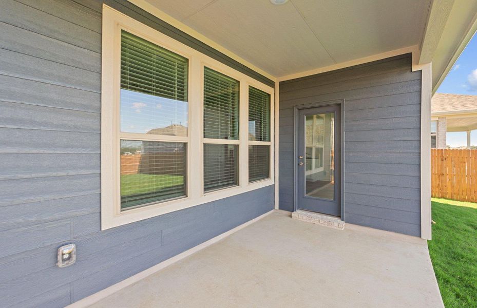 Exterior details and patio area of a home in Santa Rita Ranch, Liberty Hill (Image 21). Exterior details and patio area of a home in Santa Rita Ranch, Liberty Hill (Image 21).