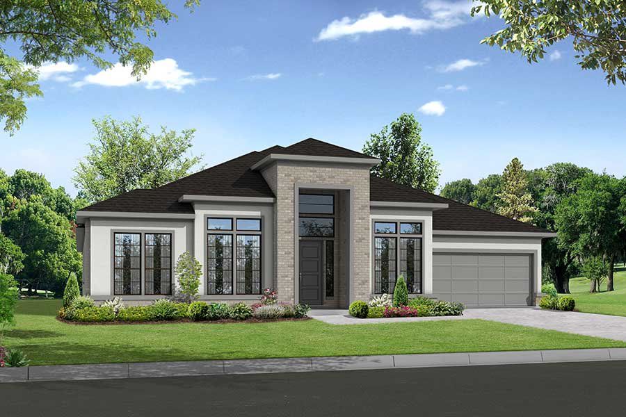 Front exterior of a new home in Wildtree 70', Montgomery, TX, highlighting curb appeal (Image 1). Front exterior of a new home in Wildtree 70', Montgomery, TX, highlighting curb appeal (Image 1).