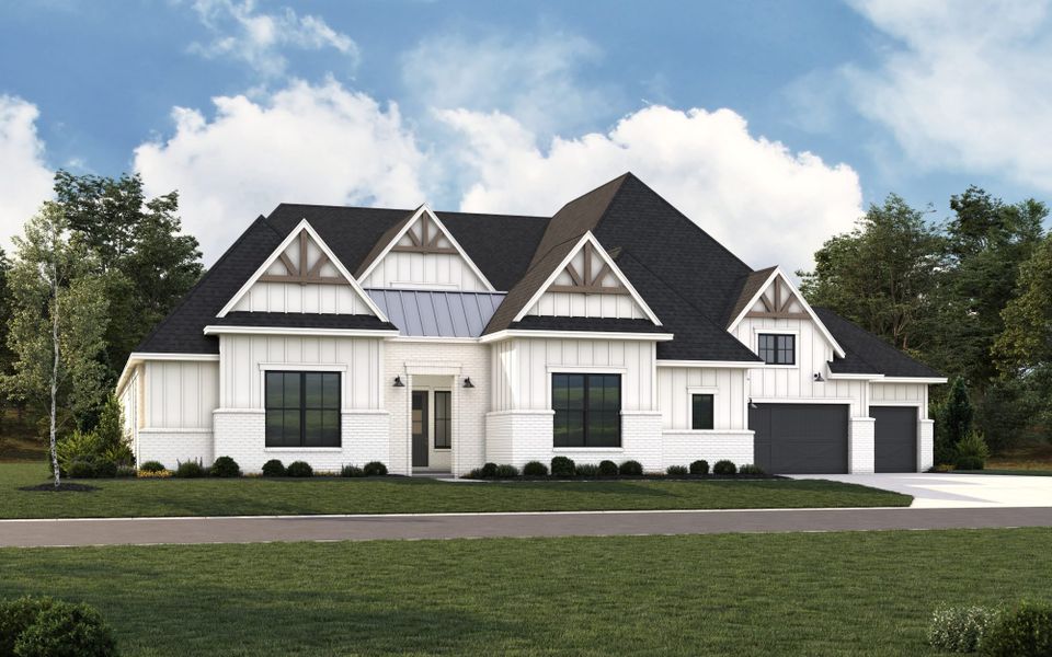 Representative exterior photo of a completed home built from the 7022 by Tradition Homes in Mustang Lakes, McKinney, TX (Image 5). Representative exterior photo of a completed home built from the 7022 by Tradition Homes in Mustang Lakes, McKinney, TX (Image 5).