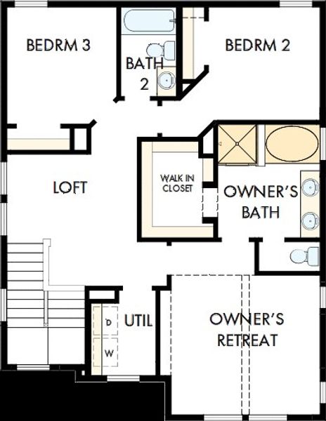 2D floor plan layout of this home in Painted Tree Woodland West – Village, McKinney, TX (Image 3).