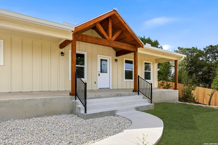 Exterior details and patio area of a home in , Fischer (Image 31).