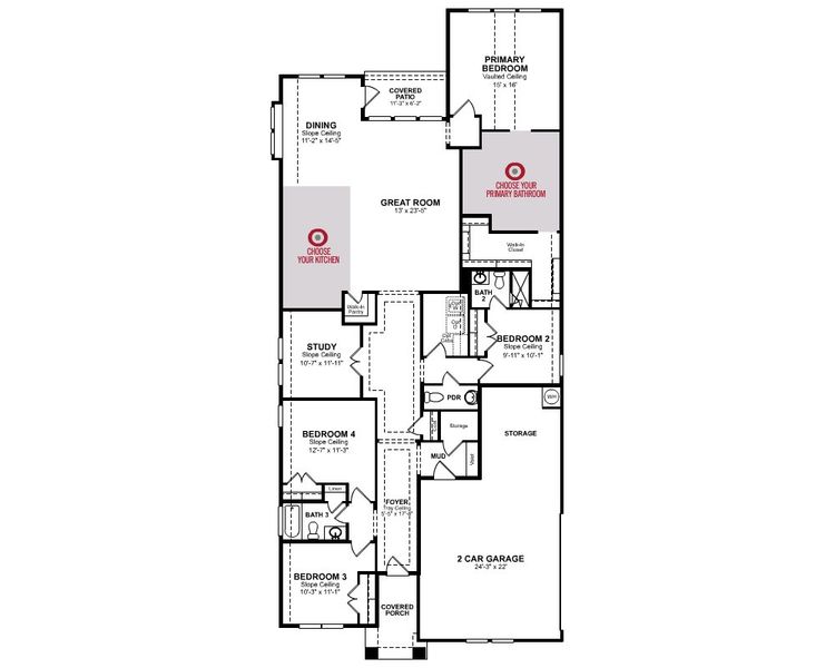2D floor plan layout for the Mckinney by Beazer Homes in Timber Hollow: Heritage Collection, Magnolia, TX (Image 4).