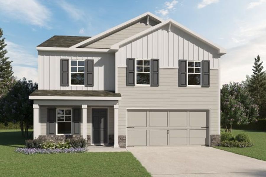 Representative exterior photo of a completed home built from the Spruce by Kerley Family Homes in The Reserve at Chapel Hill Phase II, Douglasville, GA (Image 6).