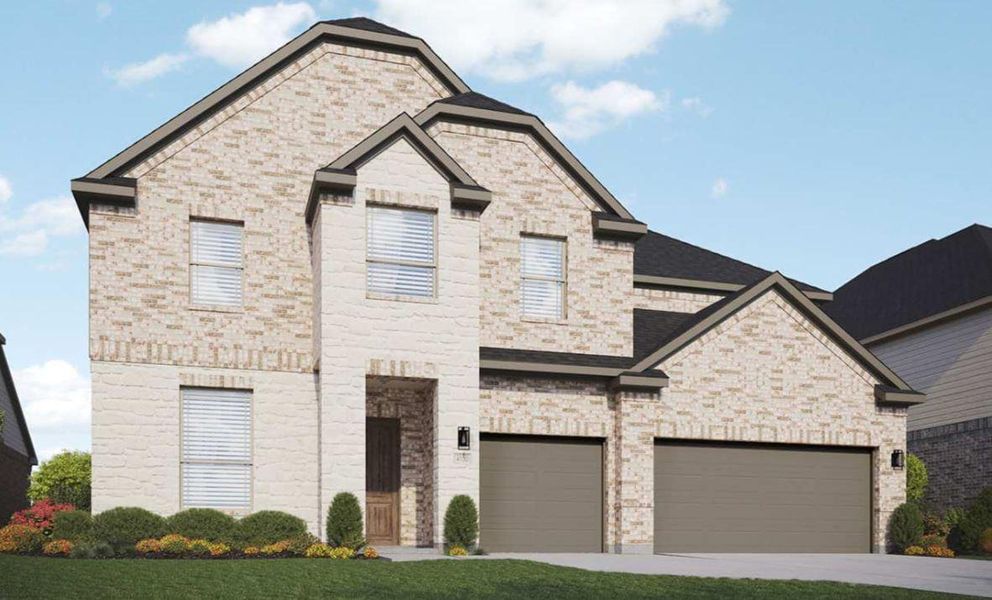 Front exterior of a new home in Retreat at San Gabriel, Georgetown, TX, highlighting curb appeal (Image 1). Front exterior of a new home in Retreat at San Gabriel, Georgetown, TX, highlighting curb appeal (Image 1).