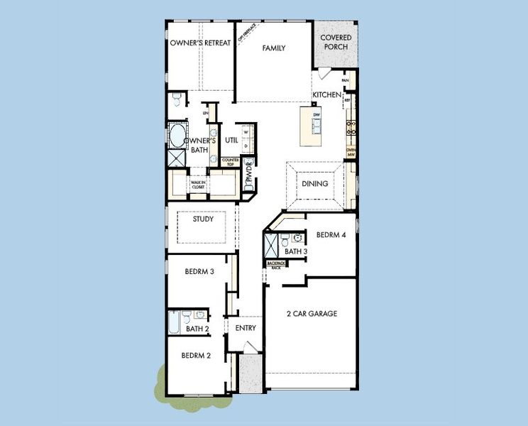 2D floor plan layout for the The Daisy by David Weekley Homes in Mustang Lakes, Celina, TX (Image 3).