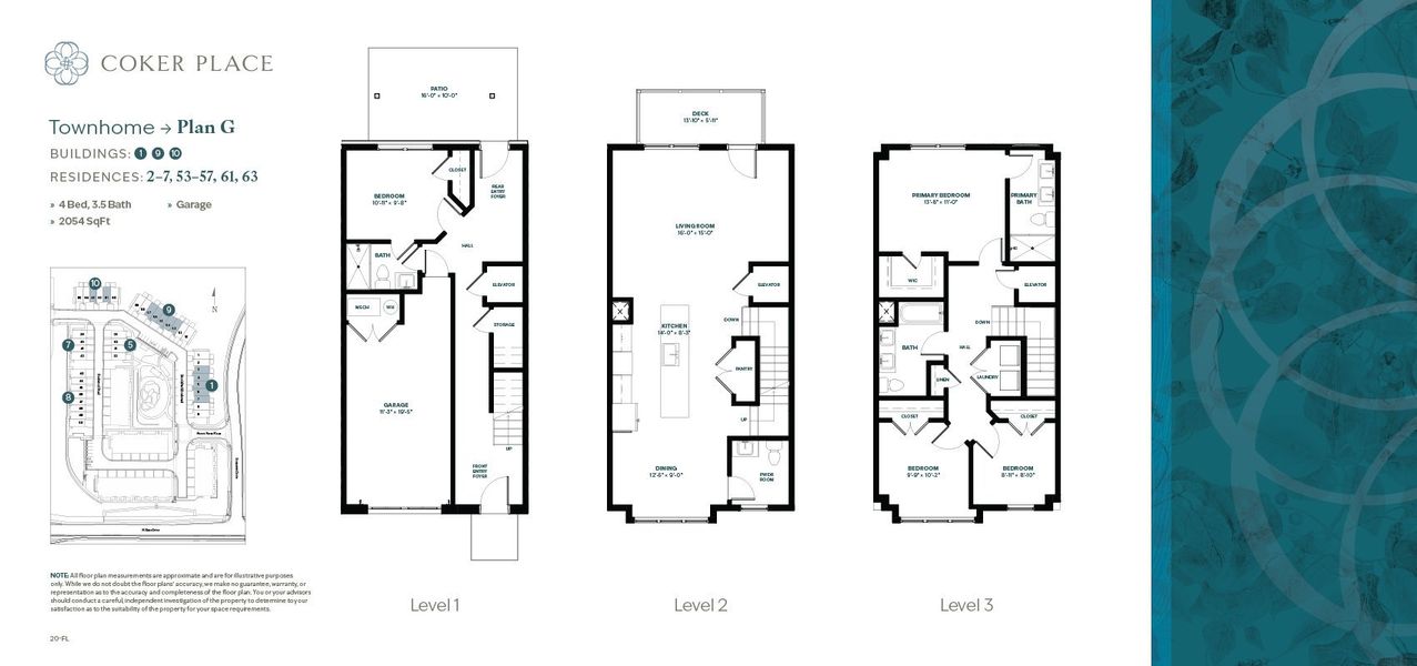 2D floor plan layout for the Plan G by Lock7 Development in Coker Place, Chapel Hill, NC (Image 1).