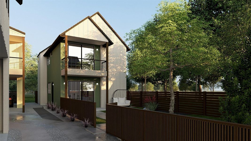 Front exterior of a new home in , Austin, TX, highlighting curb appeal (Image 1). Front exterior of a new home in , Austin, TX, highlighting curb appeal (Image 1).