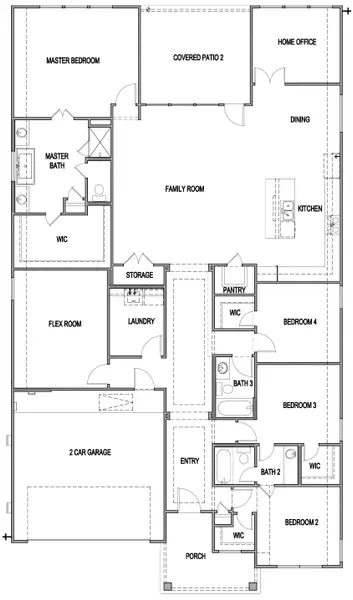 2D floor plan layout of this home in The Crossvine, Schertz, TX (Image 2). 2D floor plan layout of this home in The Crossvine, Schertz, TX (Image 2).
