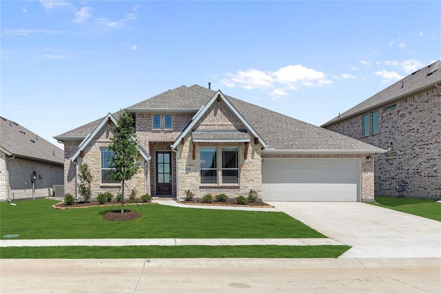 Front exterior of a new home in Chaparral Park, Oak Point, TX, highlighting curb appeal (Image 21).