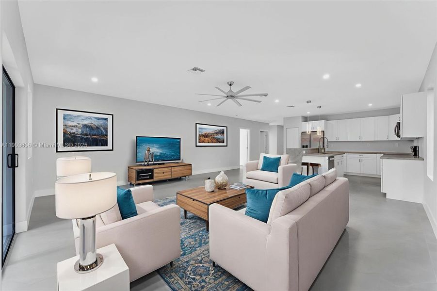 Furnished interior view inside a new home in , Dania Beach (Image 5). Furnished interior view inside a new home in , Dania Beach (Image 5).