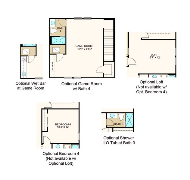 2D floor plan layout of this home in Harvest at Ovation, Winter Garden, FL (Image 16). 2D floor plan layout of this home in Harvest at Ovation, Winter Garden, FL (Image 16).