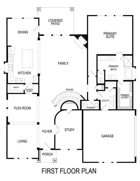 2D floor plan layout for the Stonehaven 2FS by First Texas Homes in Hidden Lakes Estates, DeSoto, TX (Image 3).