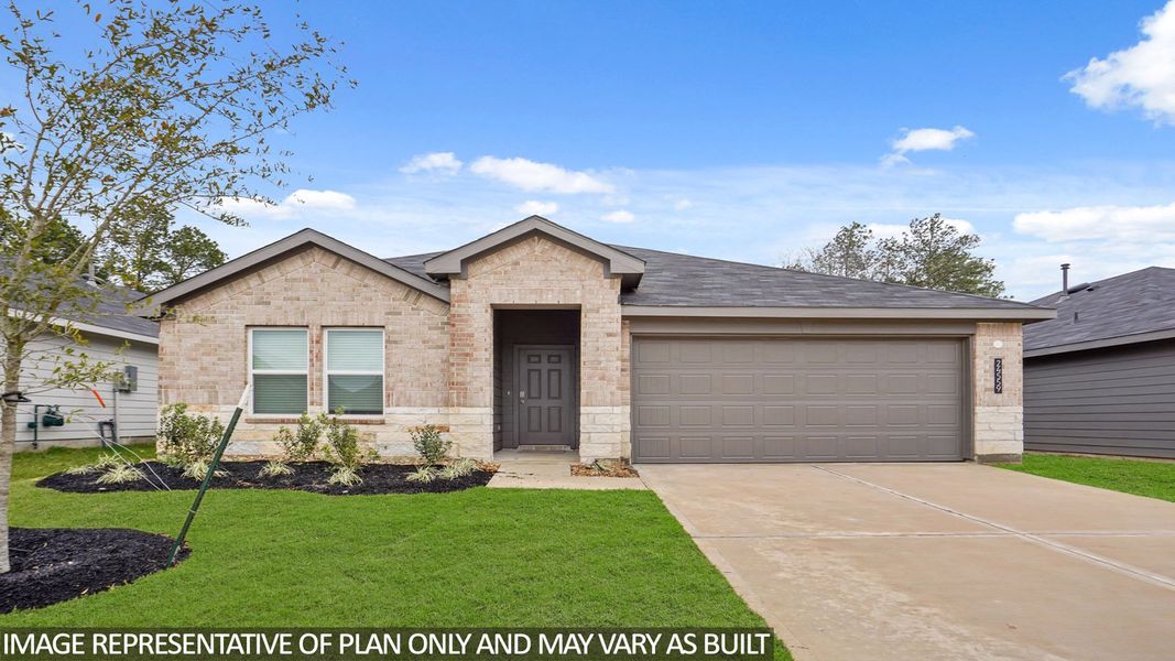 Representative exterior photo of a completed home built from the Texas Cali by D.R. Horton in Grand Pines, Magnolia, TX (Image 15). Representative exterior photo of a completed home built from the Texas Cali by D.R. Horton in Grand Pines, Magnolia, TX (Image 15).