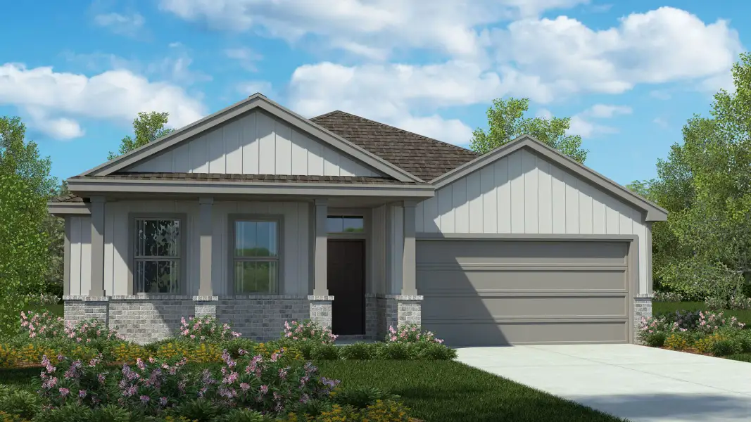 Front exterior of a new home in Homestead at Parks Bell Ranch, Odessa, TX, highlighting curb appeal (Image 16).