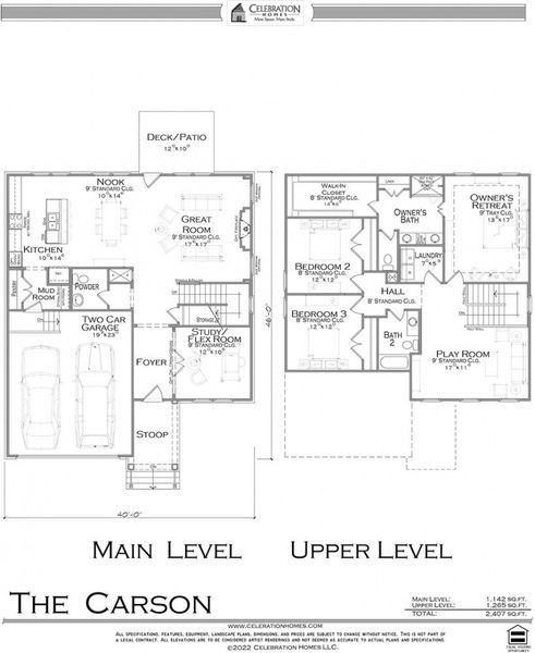 2D floor plan layout for the Carson by Celebration Homes in Sycamore Grove, Murfreesboro, TN (Image 3).
