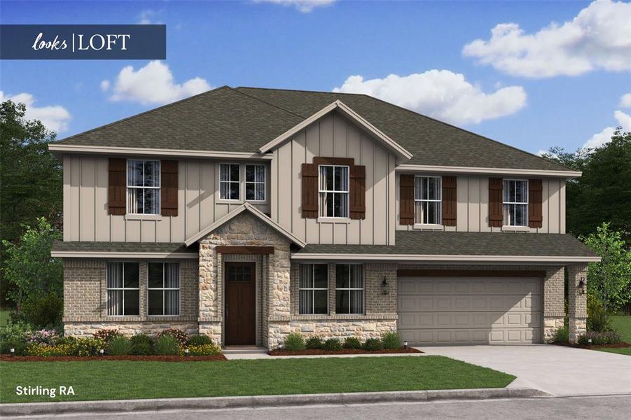 Impressive Stirling design by K. Hovnanian Homes in elevation RA built in Waverly Place. (*Artist rendering used for illustration purposes only.)