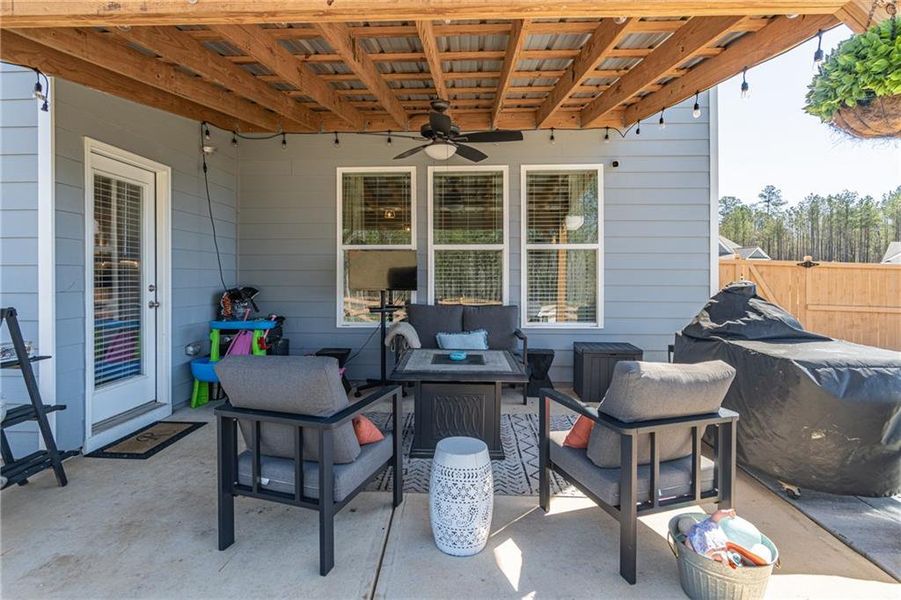 Exterior details and patio area of a home in River Station, Monroe (Image 29).