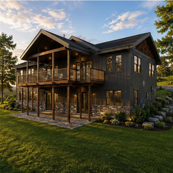 Front exterior of a new home in , Ellijay, GA, highlighting curb appeal (Image 1). Front exterior of a new home in , Ellijay, GA, highlighting curb appeal (Image 1).