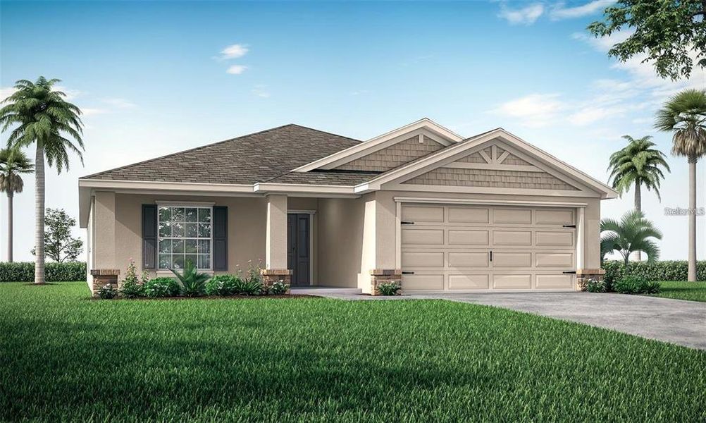 Front exterior of a new home in , Davenport, FL, highlighting curb appeal (Image 1). Front exterior of a new home in , Davenport, FL, highlighting curb appeal (Image 1).