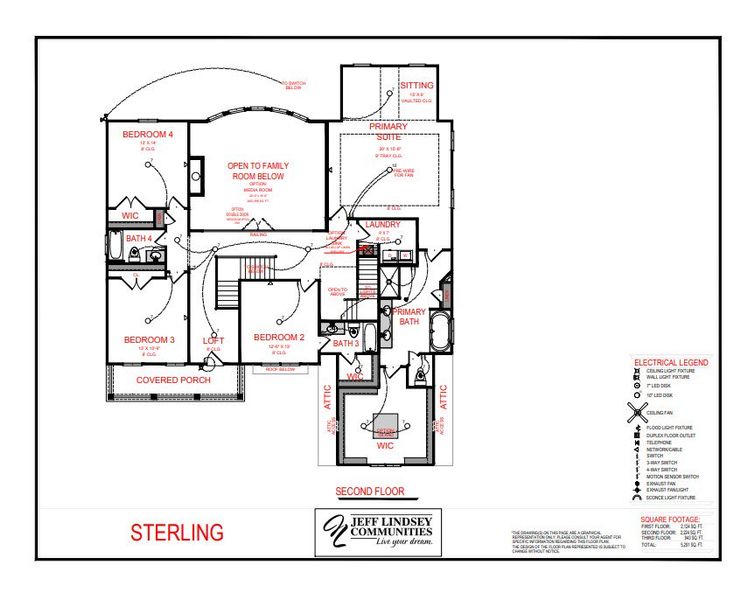2D floor plan layout for the Sterling F by Jeff Lindsey Communities in Bernhard Farms, Fayetteville, GA (Image 3).