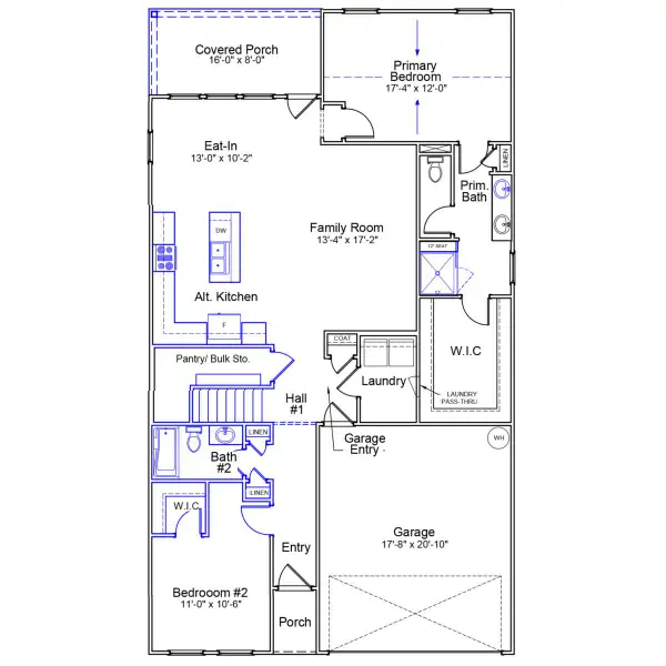 2D floor plan layout of this home in Landmark Commons, Boiling Springs, SC (Image 3).