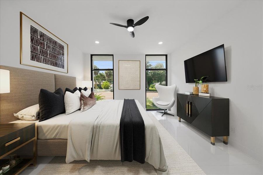 VIRTUALLY STAGED Primary bedroom, facing Webber, opposite the two walk-in closets (his/hers) and very large primary bathroom