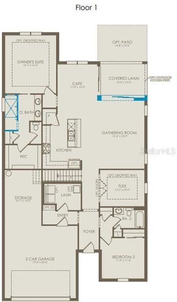2D floor plan layout of this home in Willow Ridge, Montverde, FL (Image 3).